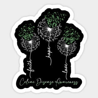 Celiac Disease Awareness Light Green Dandelion Sticker